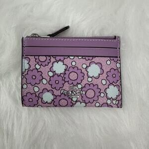 Coach Mini Skinny Id Case With Floral Print In Canvas/Sv/Lily Multi CBL74 NWT
